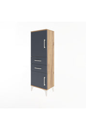 Arges Dolap 2 Raflı 2 Çekmeceli 2 Kapaklı 44x30x134 Çam-Antrasit