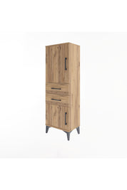 Arges Dolap 2 Raflı 2 Çekmeceli 2 Kapaklı 44x30x134 Çam-Çam