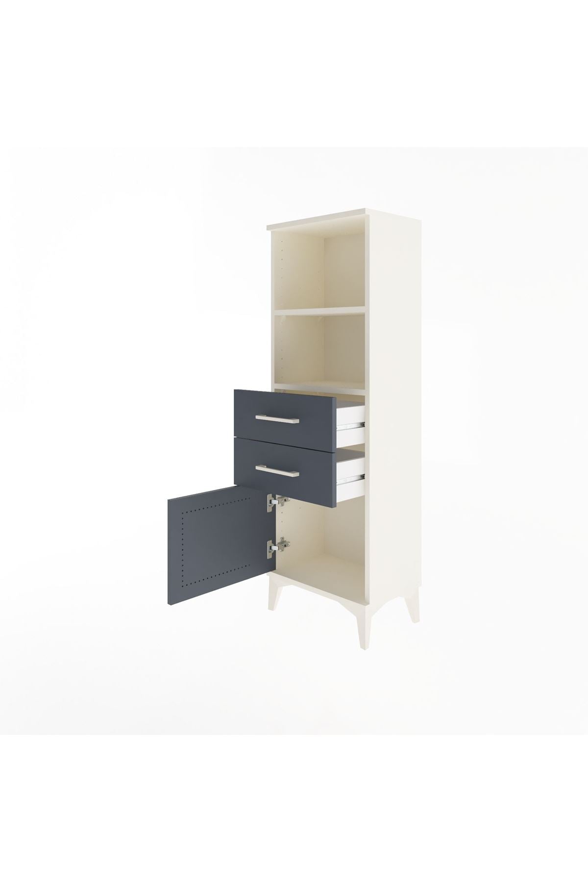 Arges Dolap 2 Raflı 2 Çekmeceli Tek Kapaklı 44x30x134 Aytaşı-Antrasit