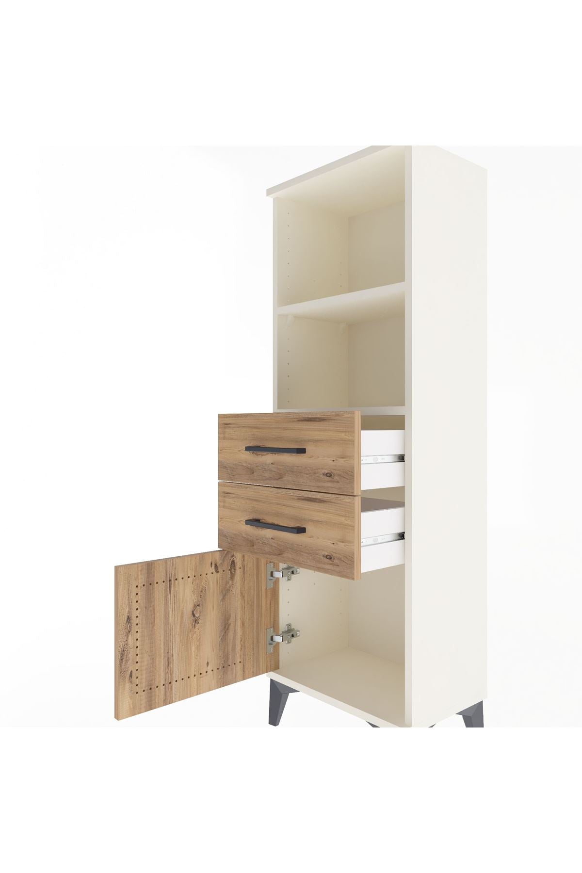 Arges Dolap 2 Raflı 2 Çekmeceli Tek Kapaklı 44x30x134 Aytaşı-Çam