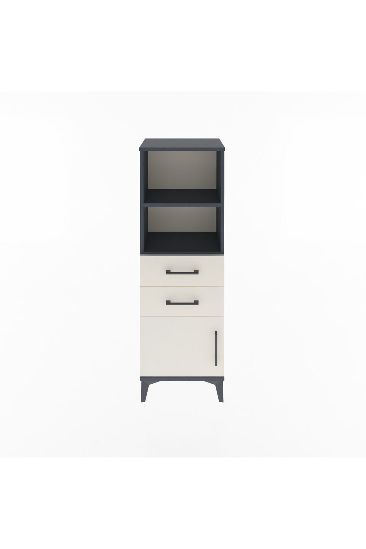 Arges Dolap 2 Raflı 2 Çekmeceli Tek Kapaklı 44x30x134 Antrasit-Aytaşı