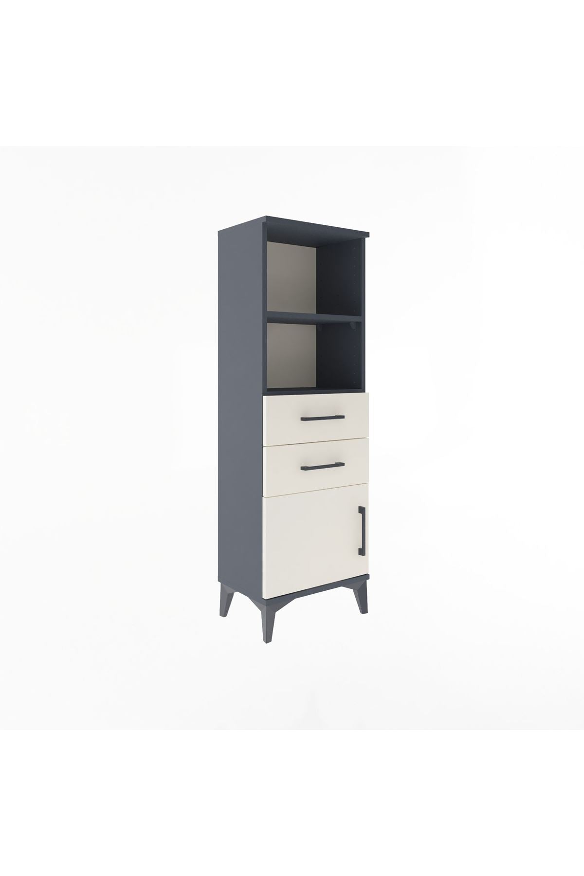 Arges Dolap 2 Raflı 2 Çekmeceli Tek Kapaklı 44x30x134 Antrasit-Aytaşı