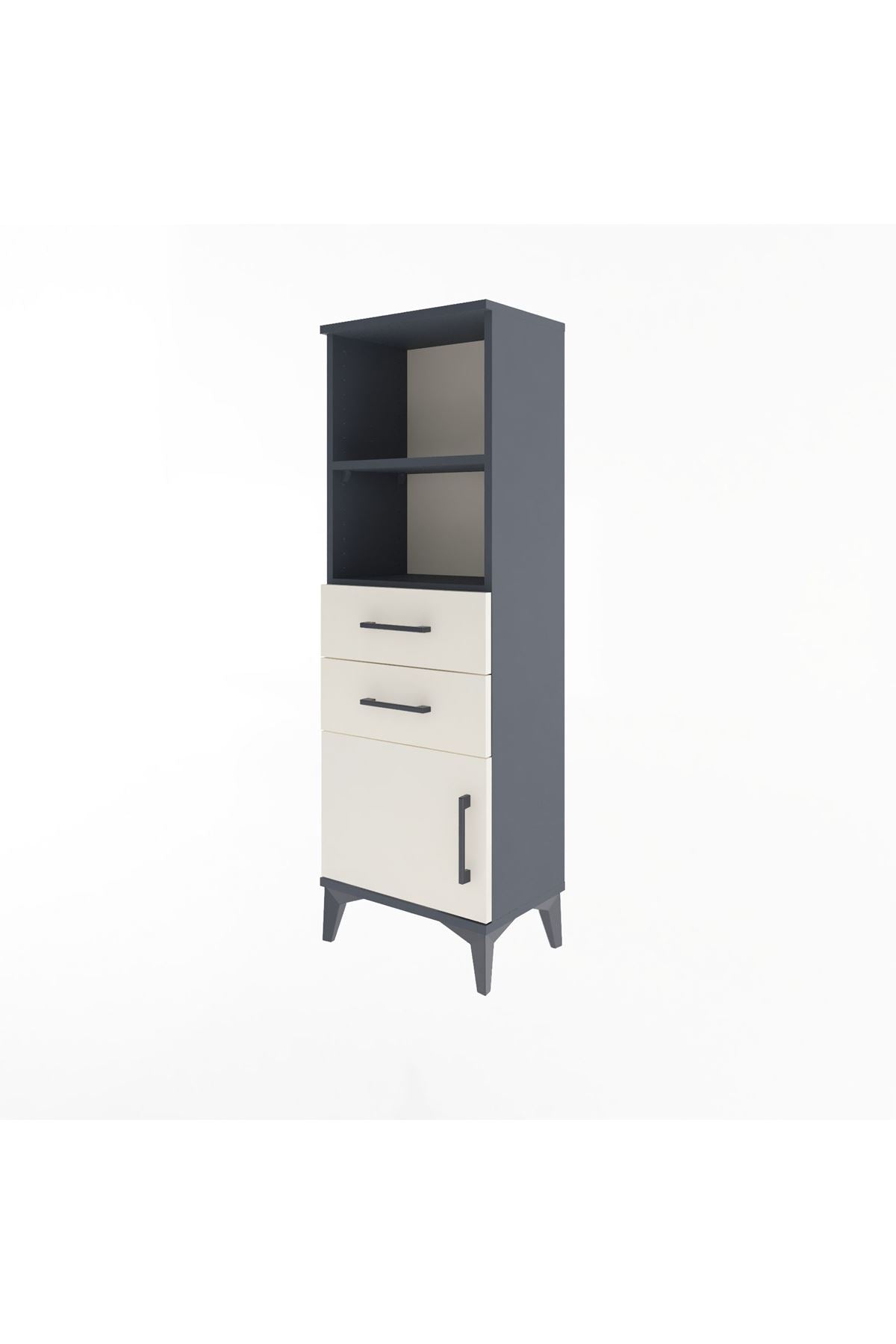 Arges Dolap 2 Raflı 2 Çekmeceli Tek Kapaklı 44x30x134 Antrasit-Aytaşı