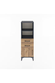 Arges Dolap 2 Raflı 2 Çekmeceli Tek Kapaklı 44x30x134 Antrasit-Çam