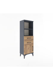 Arges Dolap 2 Raflı 2 Çekmeceli Tek Kapaklı 44x30x134 Antrasit-Çam