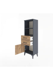Arges Dolap 2 Raflı 2 Çekmeceli Tek Kapaklı 44x30x134 Antrasit-Çam