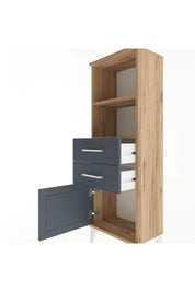 Arges Dolap 2 Raflı 2 Çekmeceli Tek Kapaklı 44x30x134 Çam-Antrasit