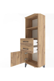 Arges Dolap 2 Raflı 2 Çekmeceli Tek Kapaklı 44x30x134 Çam-Çam