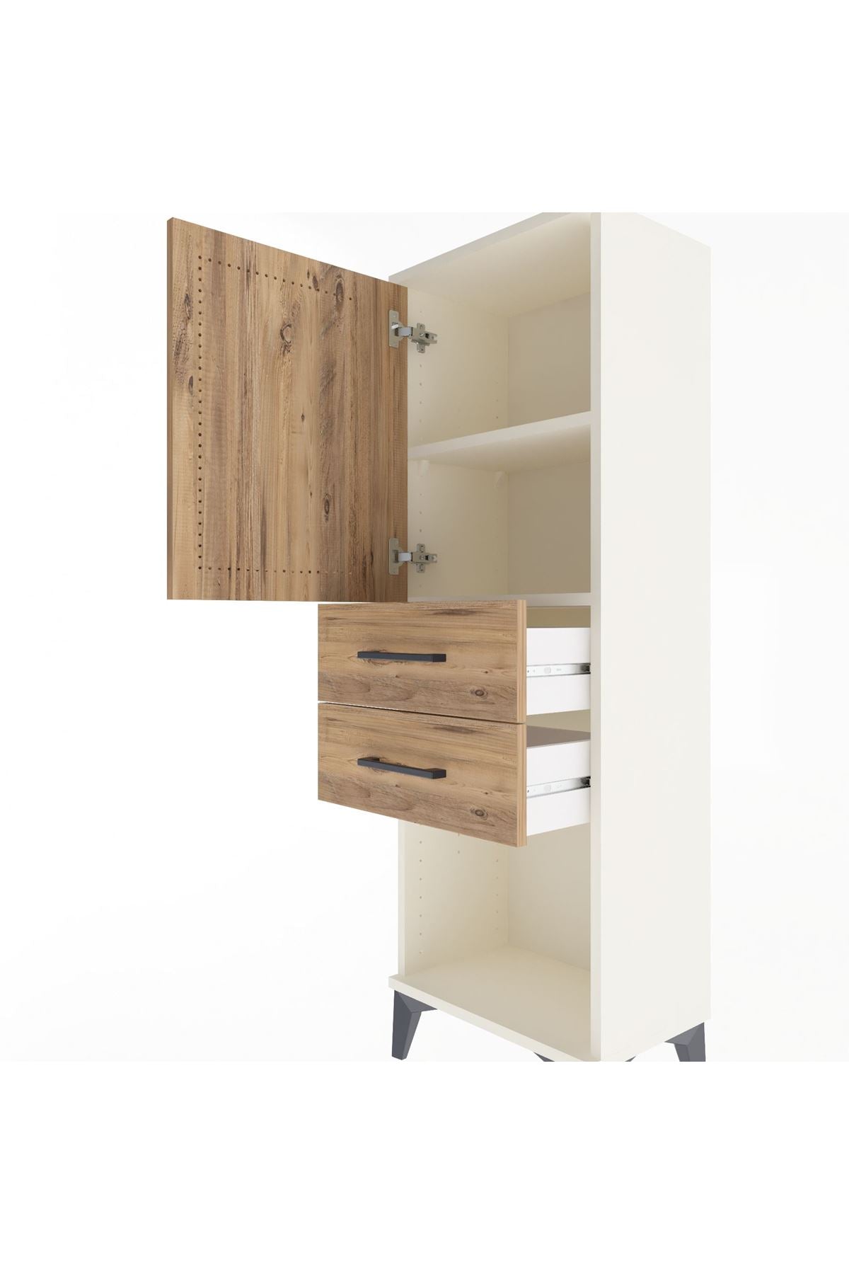 Arges Dolap 2 Raflı 2 Çekmeceli Tek Kapaklı 44x30x134 - S16M038V3A