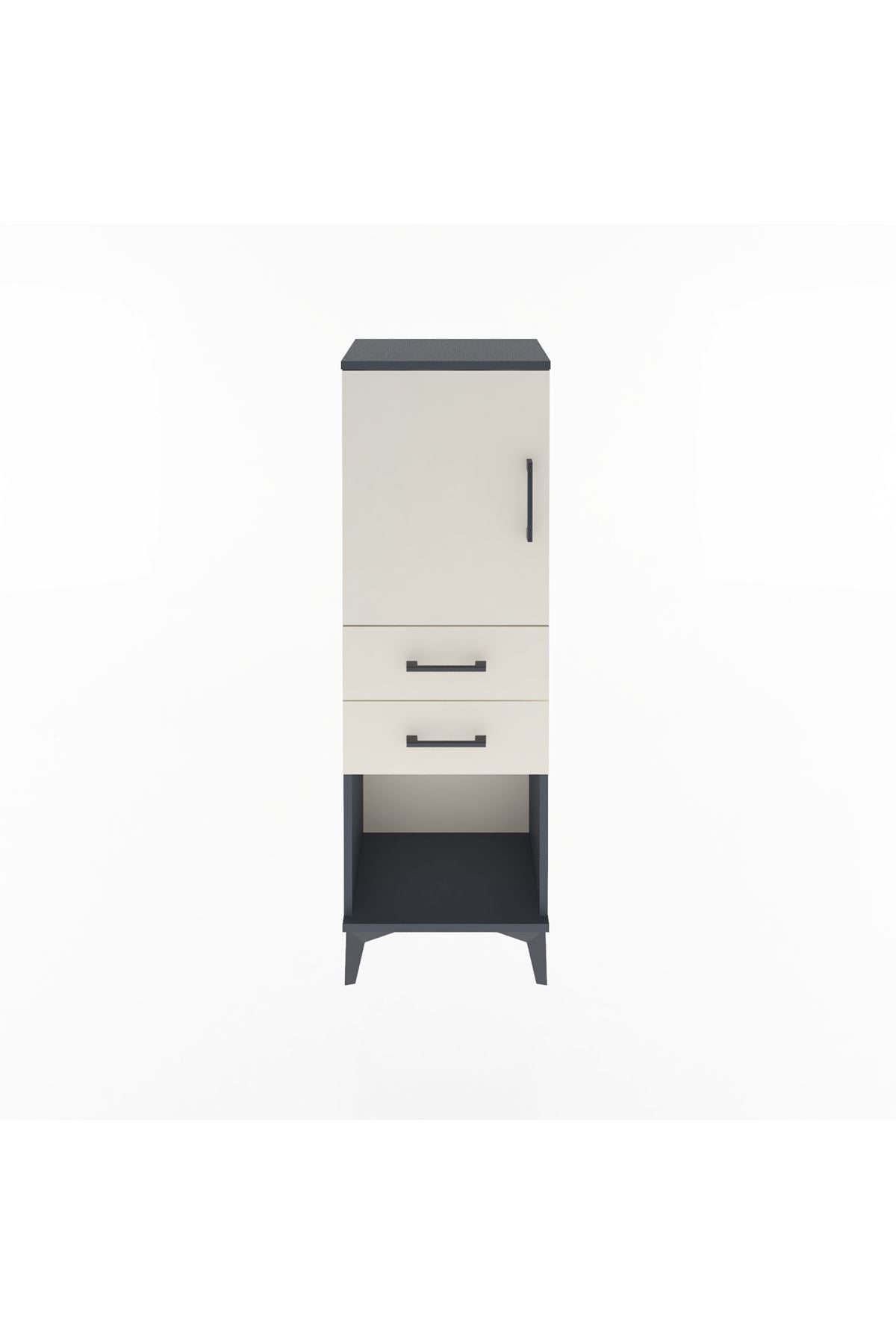 Arges Dolap 2 Raflı 2 Çekmeceli Tek Kapaklı 44x30x134 Antrasit-Aytaşı