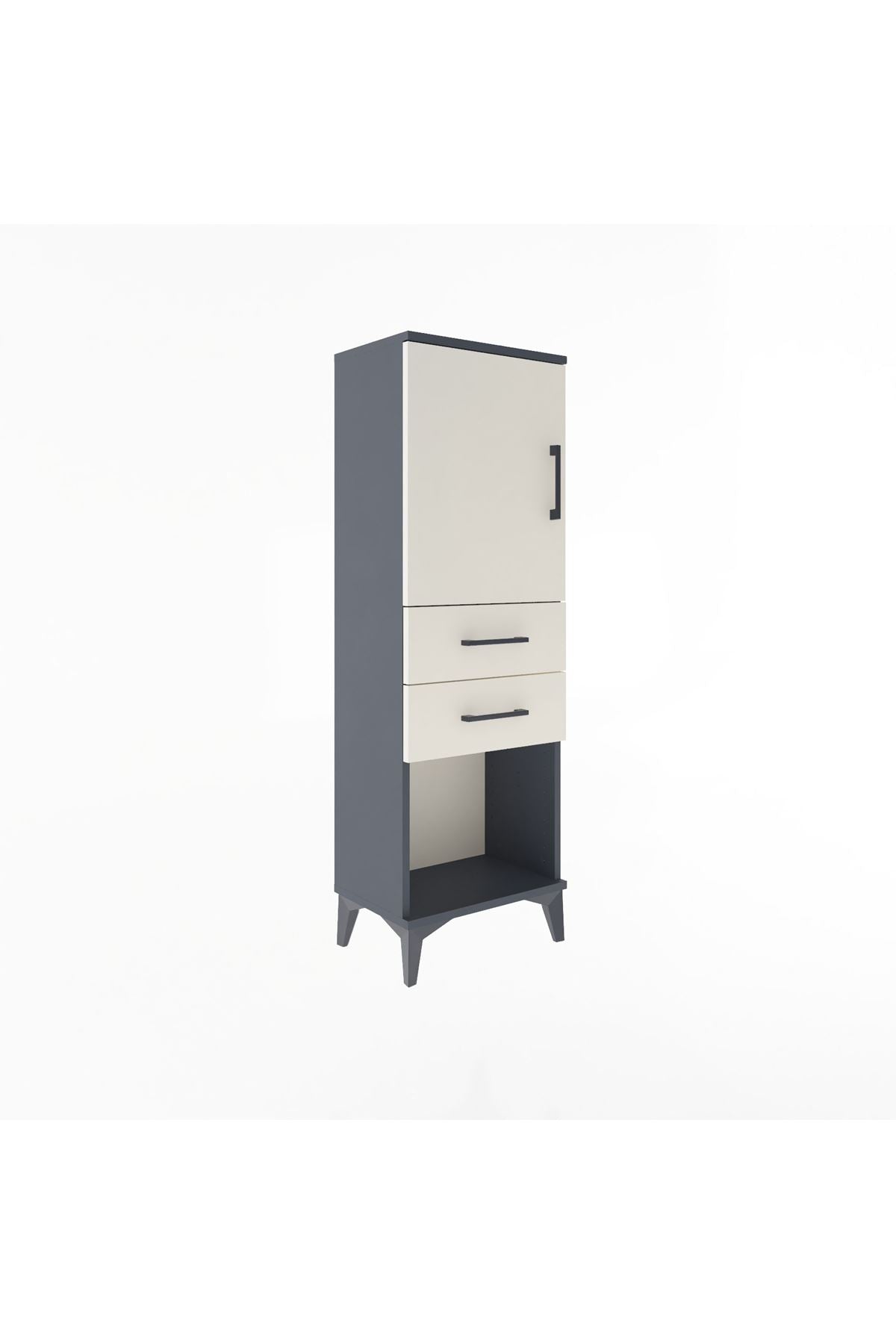 Arges Dolap 2 Raflı 2 Çekmeceli Tek Kapaklı 44x30x134 Antrasit-Aytaşı