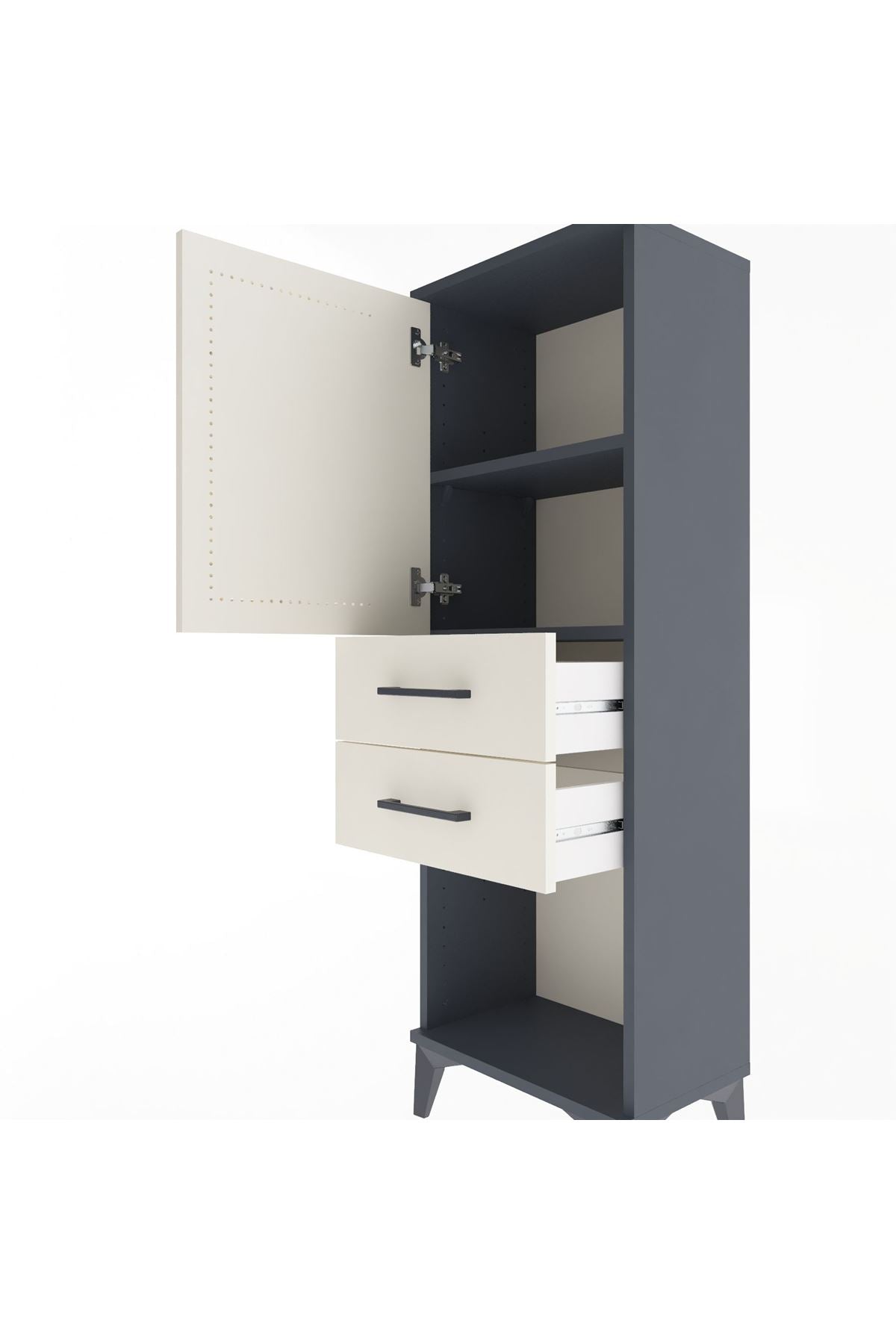 Arges Dolap 2 Raflı 2 Çekmeceli Tek Kapaklı 44x30x134 - S16M038V4A