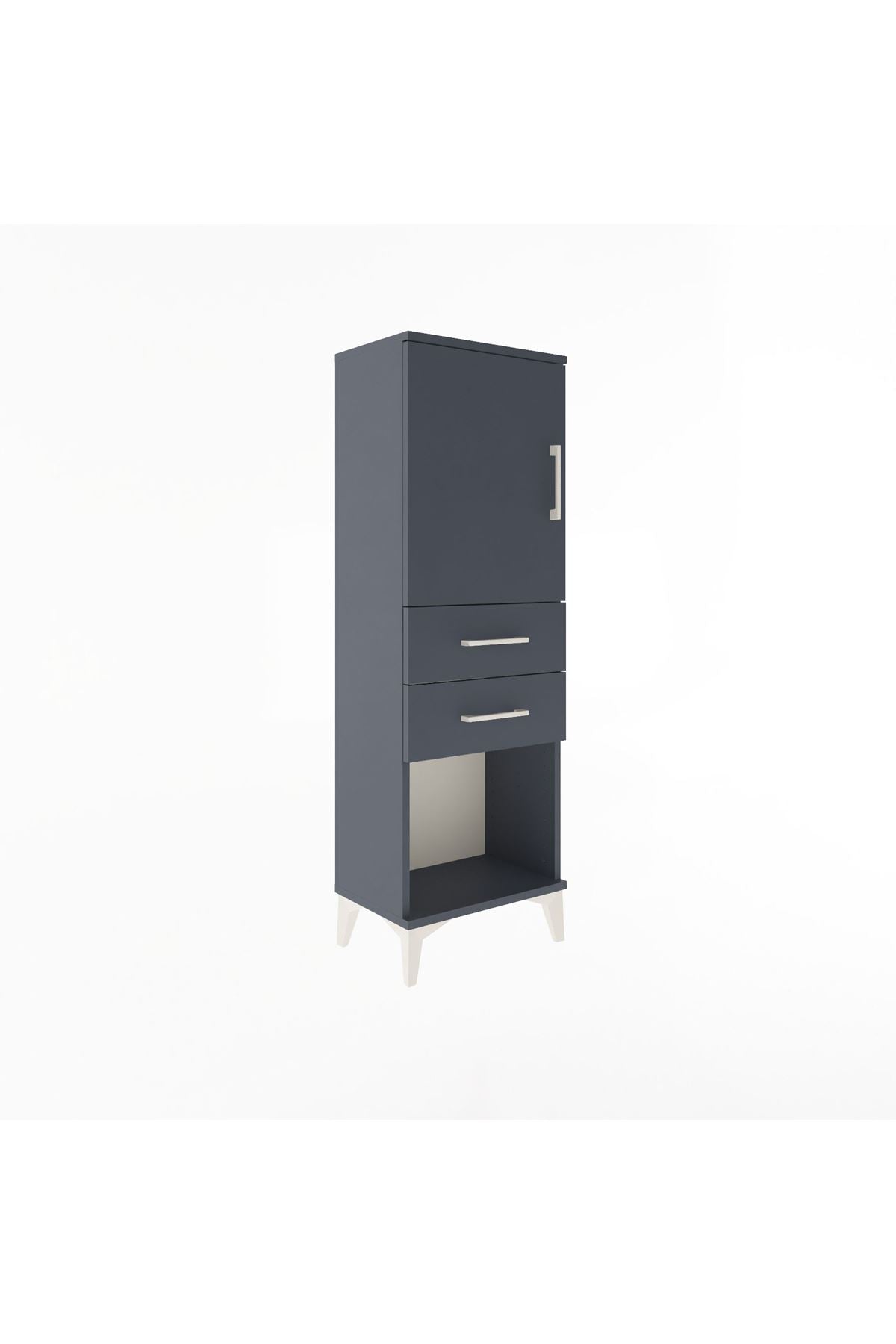 Arges Dolap 2 Raflı 2 Çekmeceli Tek Kapaklı 44x30x134 Antrasit-Antrasit