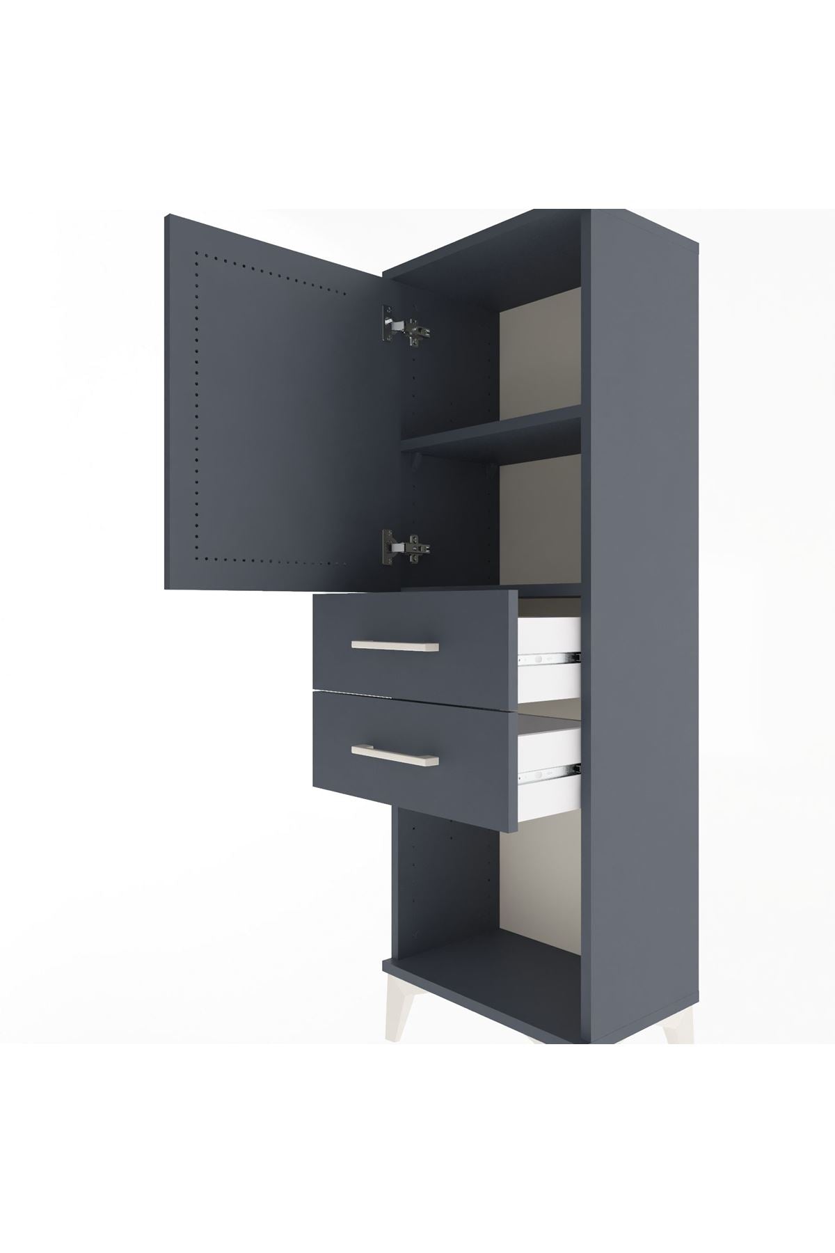 Arges Dolap 2 Raflı 2 Çekmeceli Tek Kapaklı 44x30x134 Antrasit-Antrasit