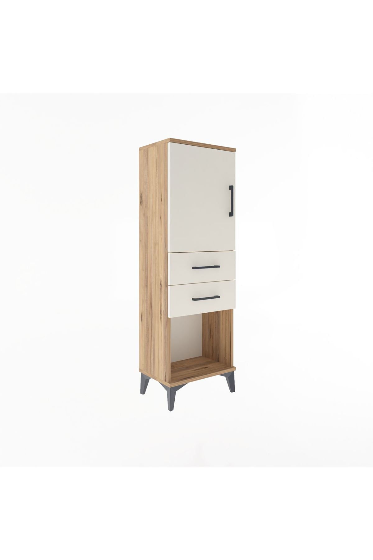 Arges Dolap 2 Raflı 2 Çekmeceli Tek Kapaklı 44x30x134 Çam-Aytaşı