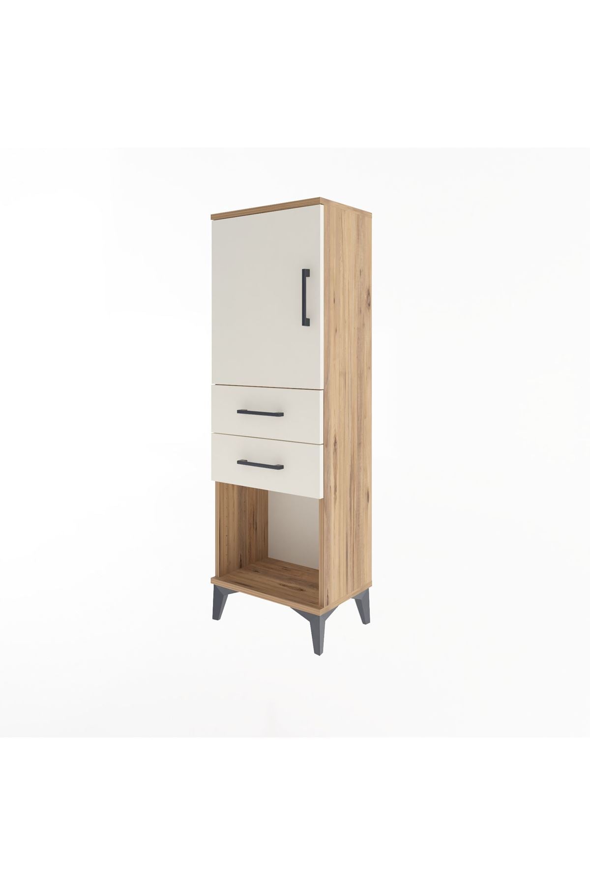 Arges Dolap 2 Raflı 2 Çekmeceli Tek Kapaklı 44x30x134 Çam-Aytaşı