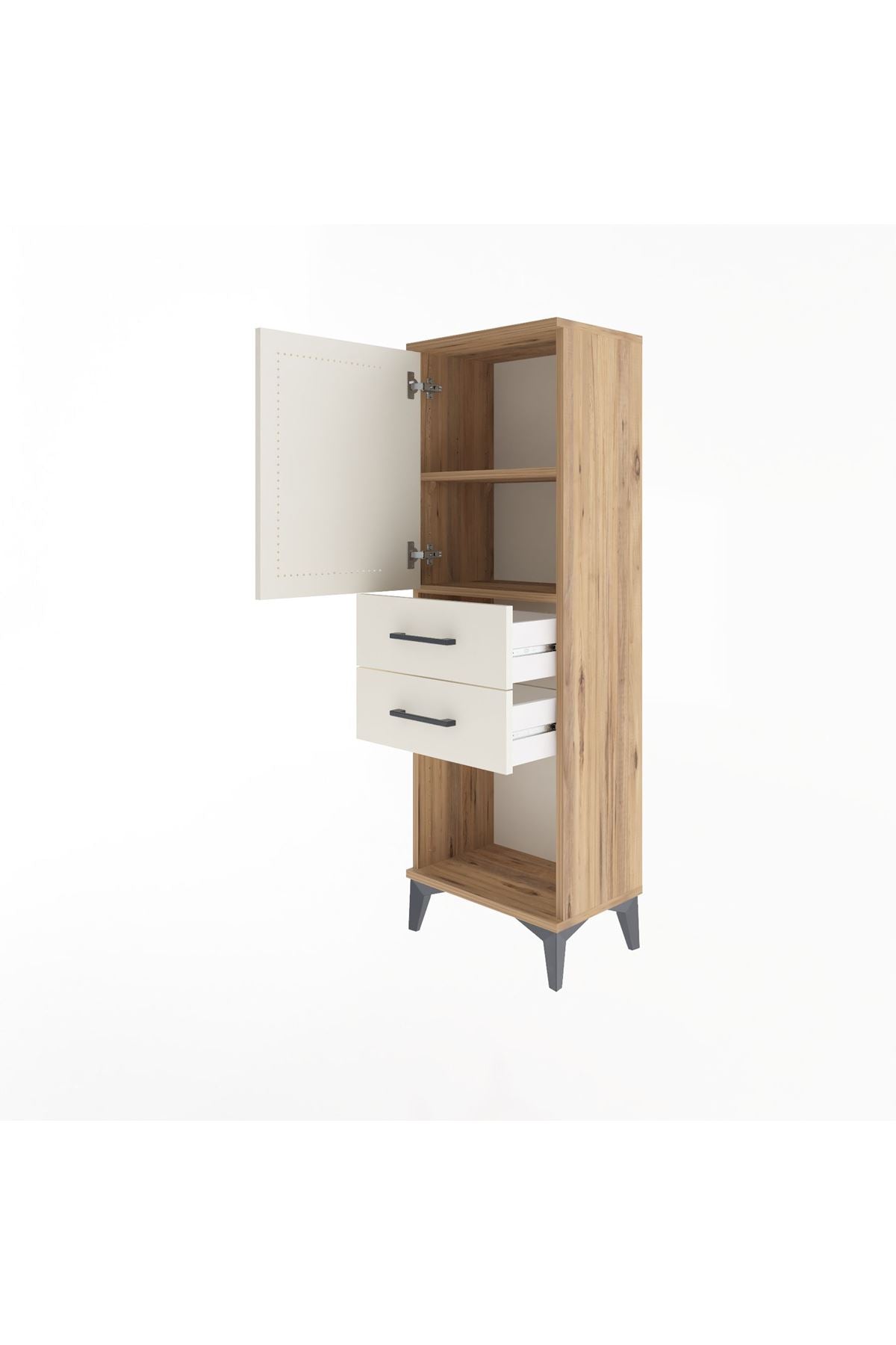 Arges Dolap 2 Raflı 2 Çekmeceli Tek Kapaklı 44x30x134 - S16M038V7A