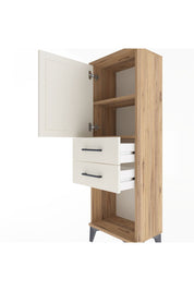 Arges Dolap 2 Raflı 2 Çekmeceli Tek Kapaklı 44x30x134 Çam-Aytaşı