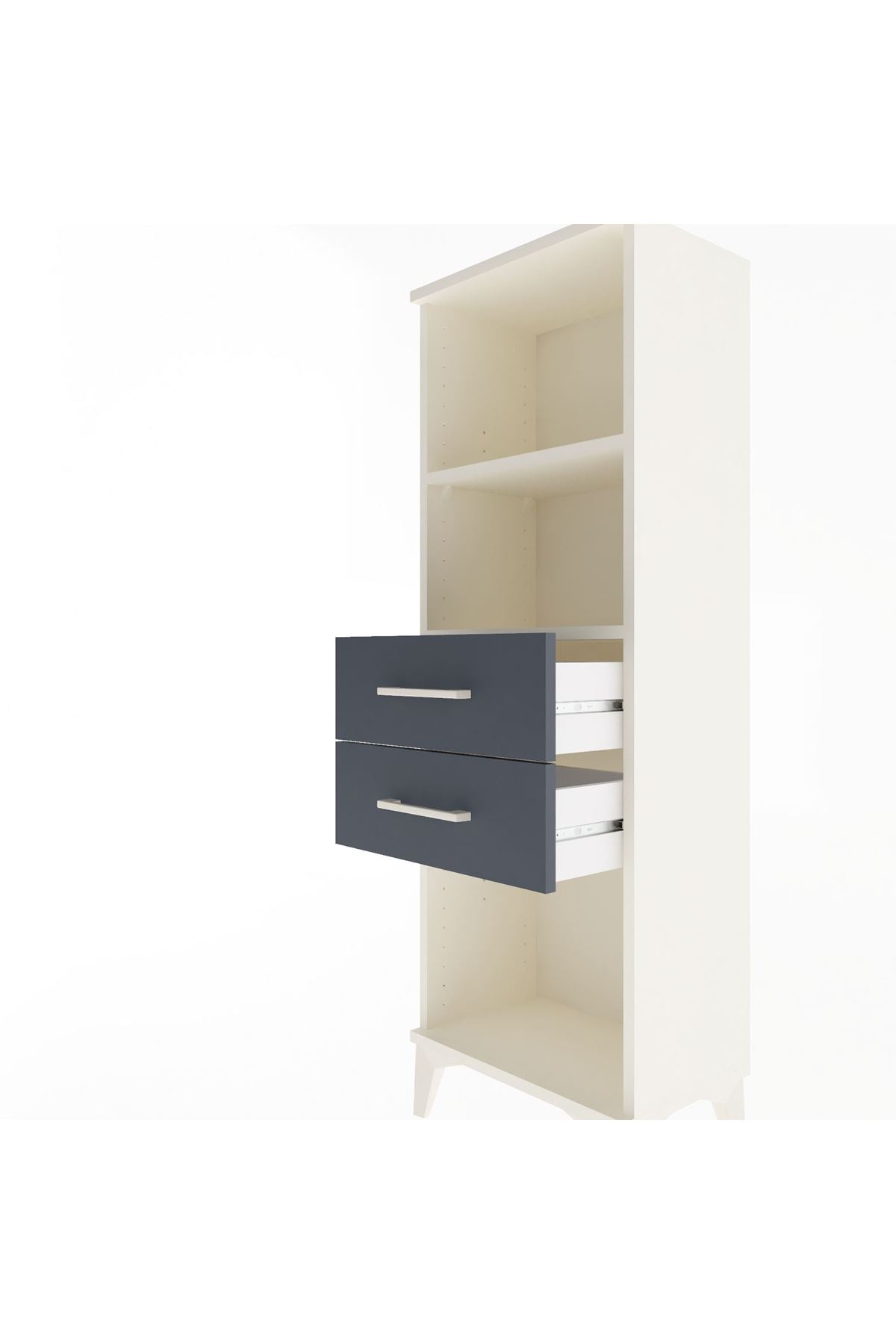 Arges Dolap 2 Raflı 2 Çekmeceli 44x30x134 Aytaşı-Antrasit