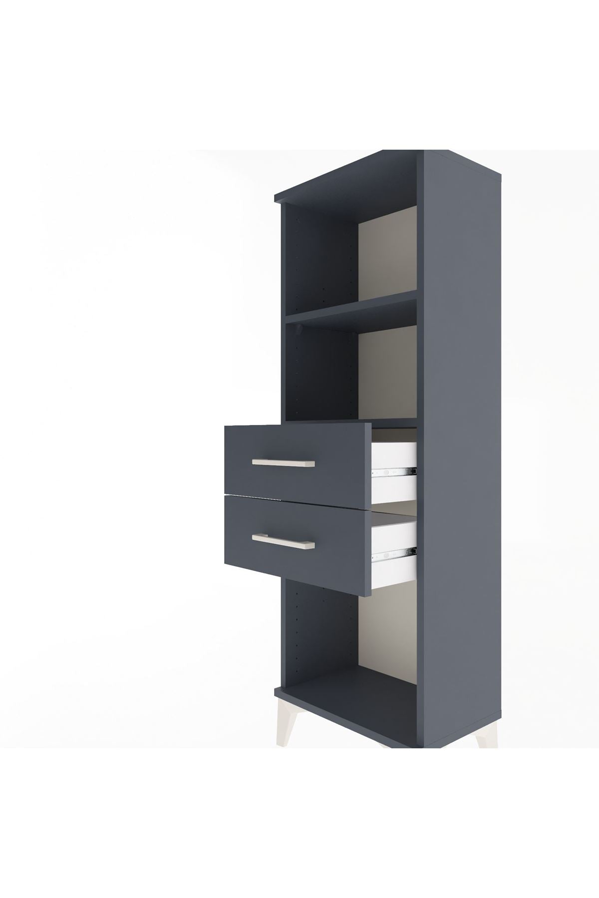 Arges Dolap 2 Raflı 2 Çekmeceli 44x30x134 Antrasit-Antrasit