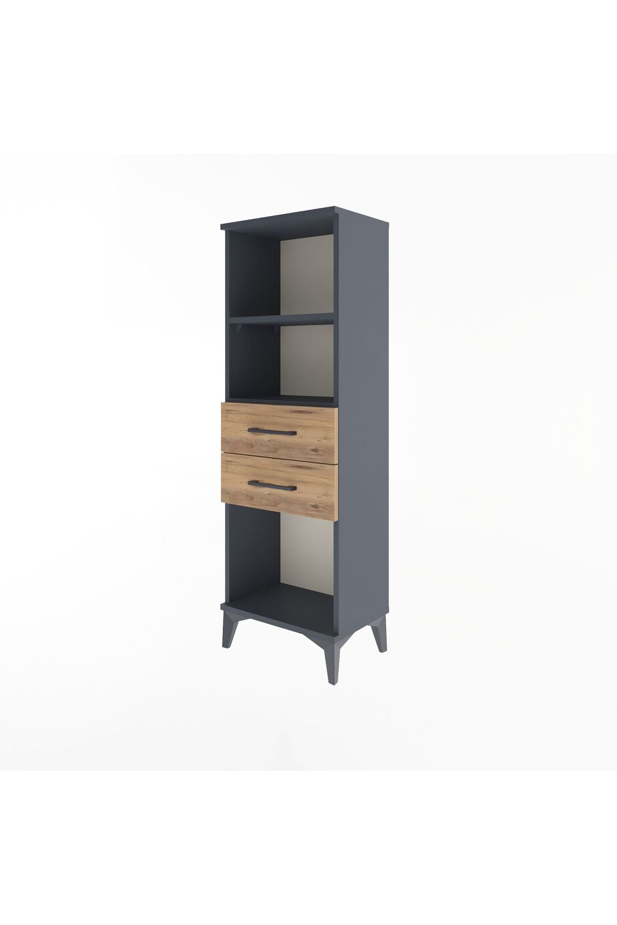 Arges Dolap 2 Raflı 2 Çekmeceli 44x30x134 Antrasit-Çam
