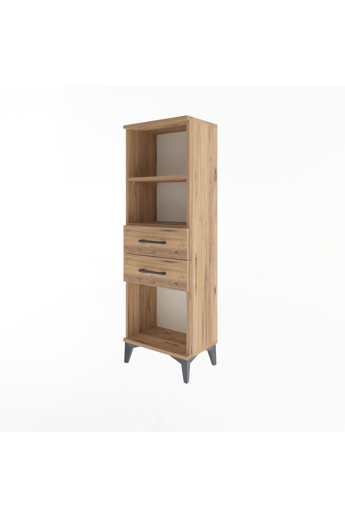 Arges Dolap 2 Raflı 2 Çekmeceli 44x30x134 Çam-Çam