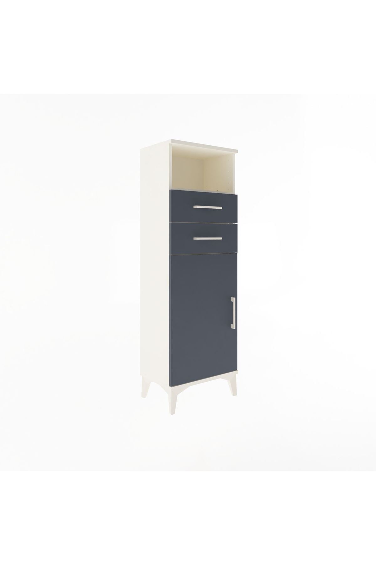 Arges Dolap 2 Raflı 2 Çekmeceli Tek Kapaklı 44x30x134 Aytaşı-Antrasit