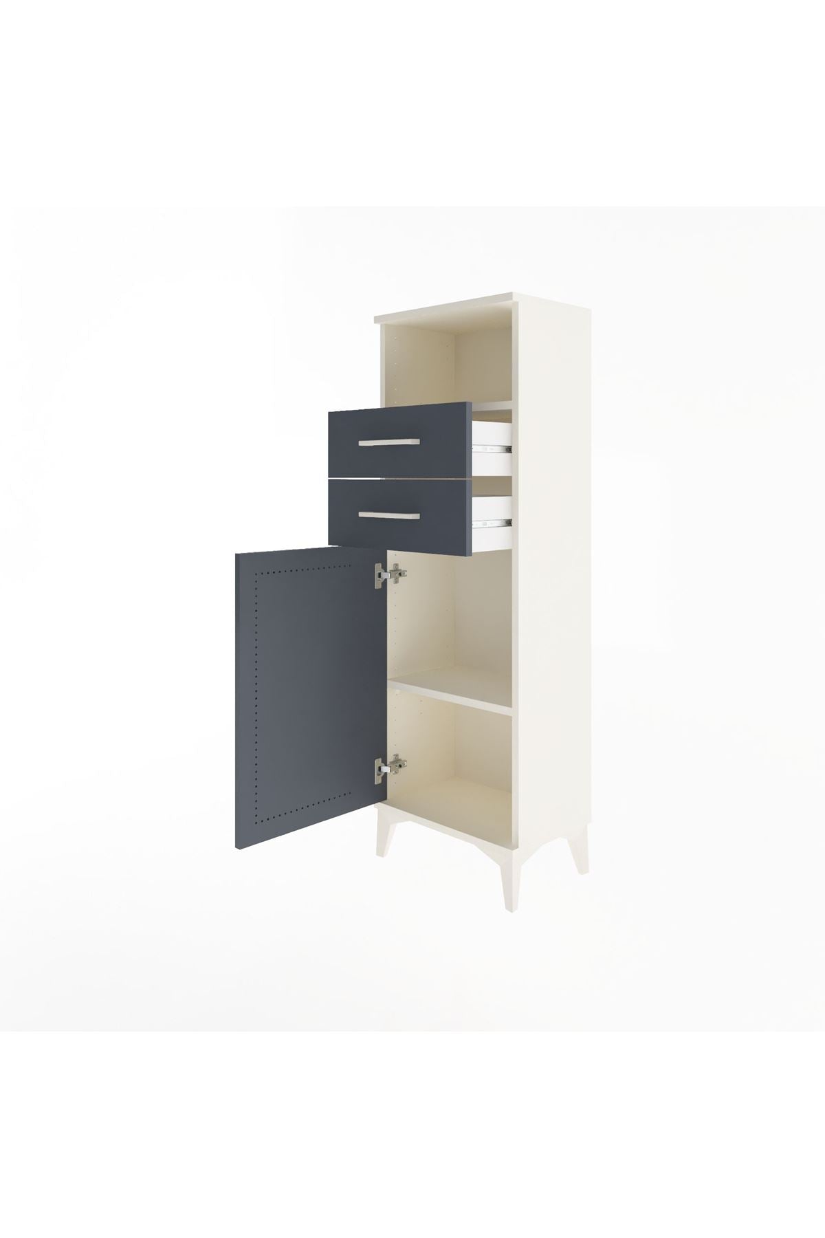 Arges Dolap 2 Raflı 2 Çekmeceli Tek Kapaklı 44x30x134 Aytaşı-Antrasit