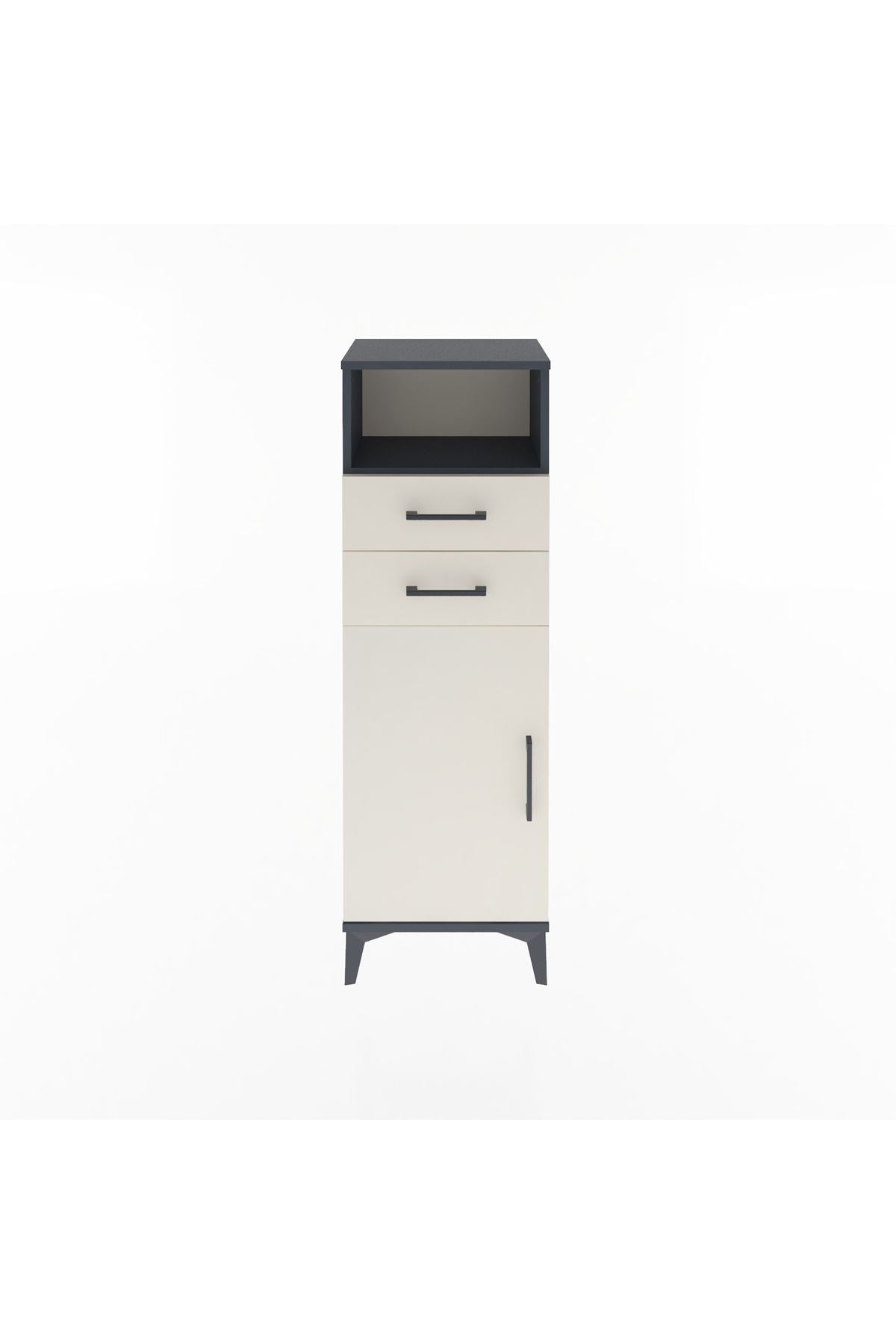 Arges Dolap 2 Raflı 2 Çekmeceli Tek Kapaklı 44x30x134 Antrasit-Aytaşı