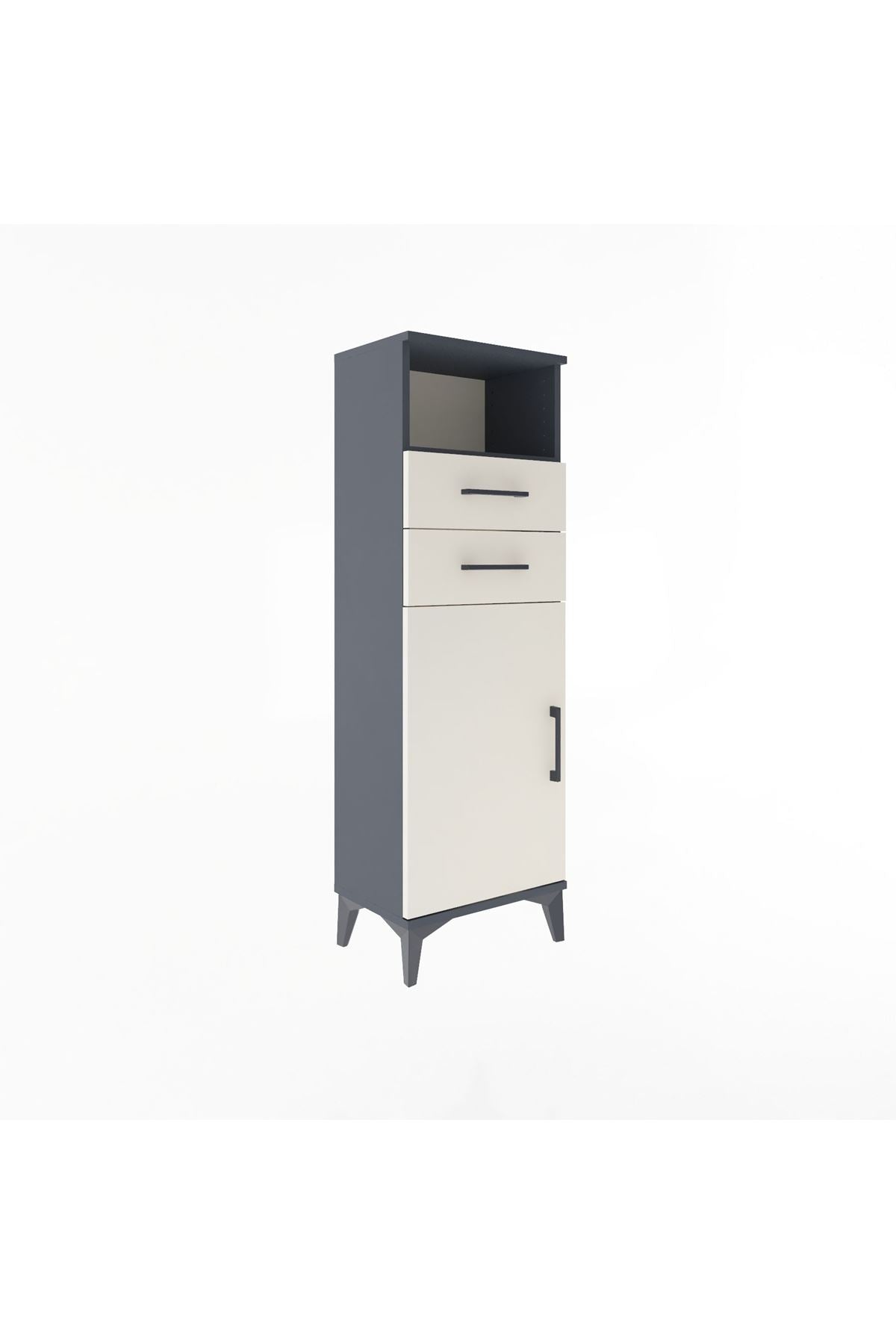 Arges Dolap 2 Raflı 2 Çekmeceli Tek Kapaklı 44x30x134 Antrasit-Aytaşı
