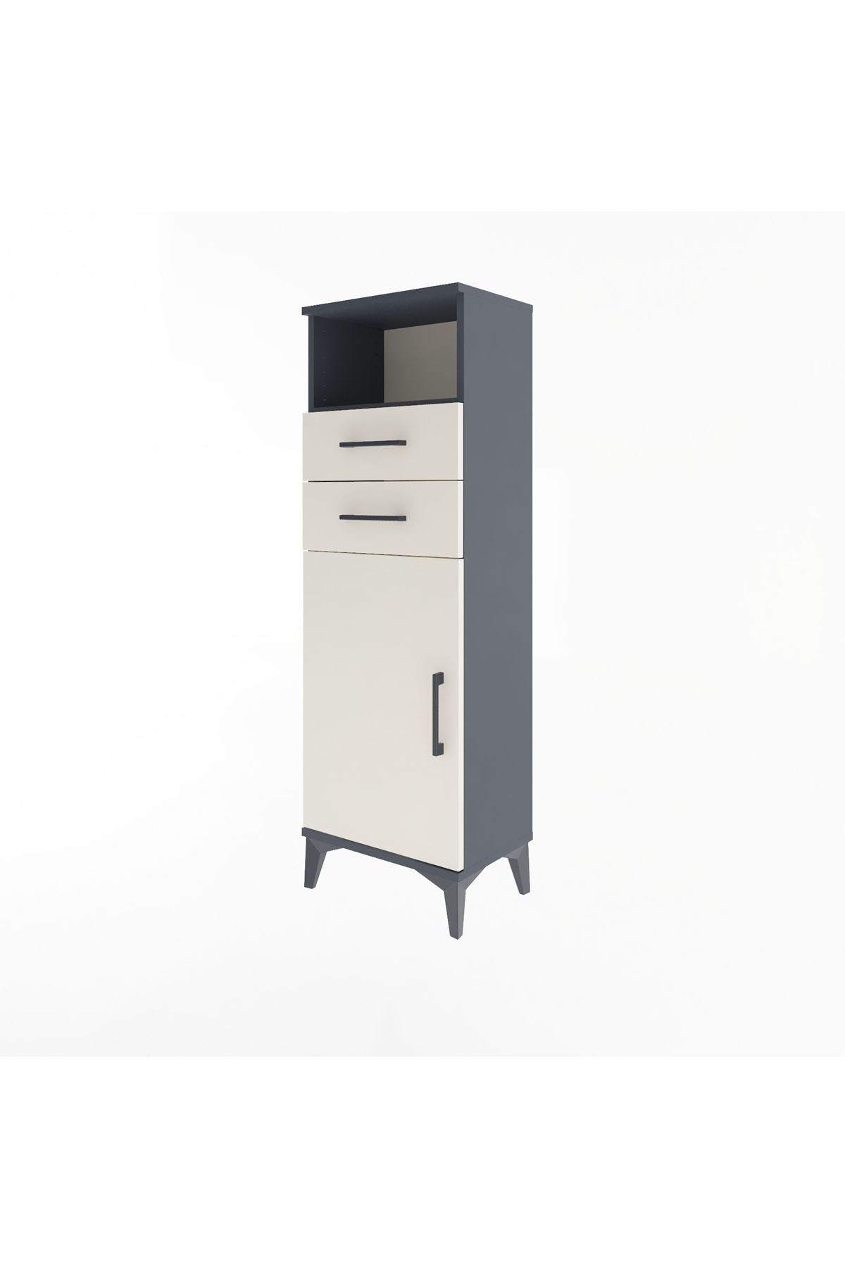Arges Dolap 2 Raflı 2 Çekmeceli Tek Kapaklı 44x30x134 Antrasit-Aytaşı