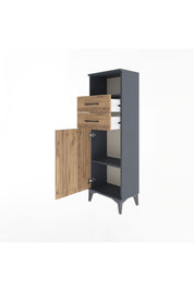 Arges Dolap 2 Raflı 2 Çekmeceli Tek Kapaklı 44x30x134 Antrasit-Çam