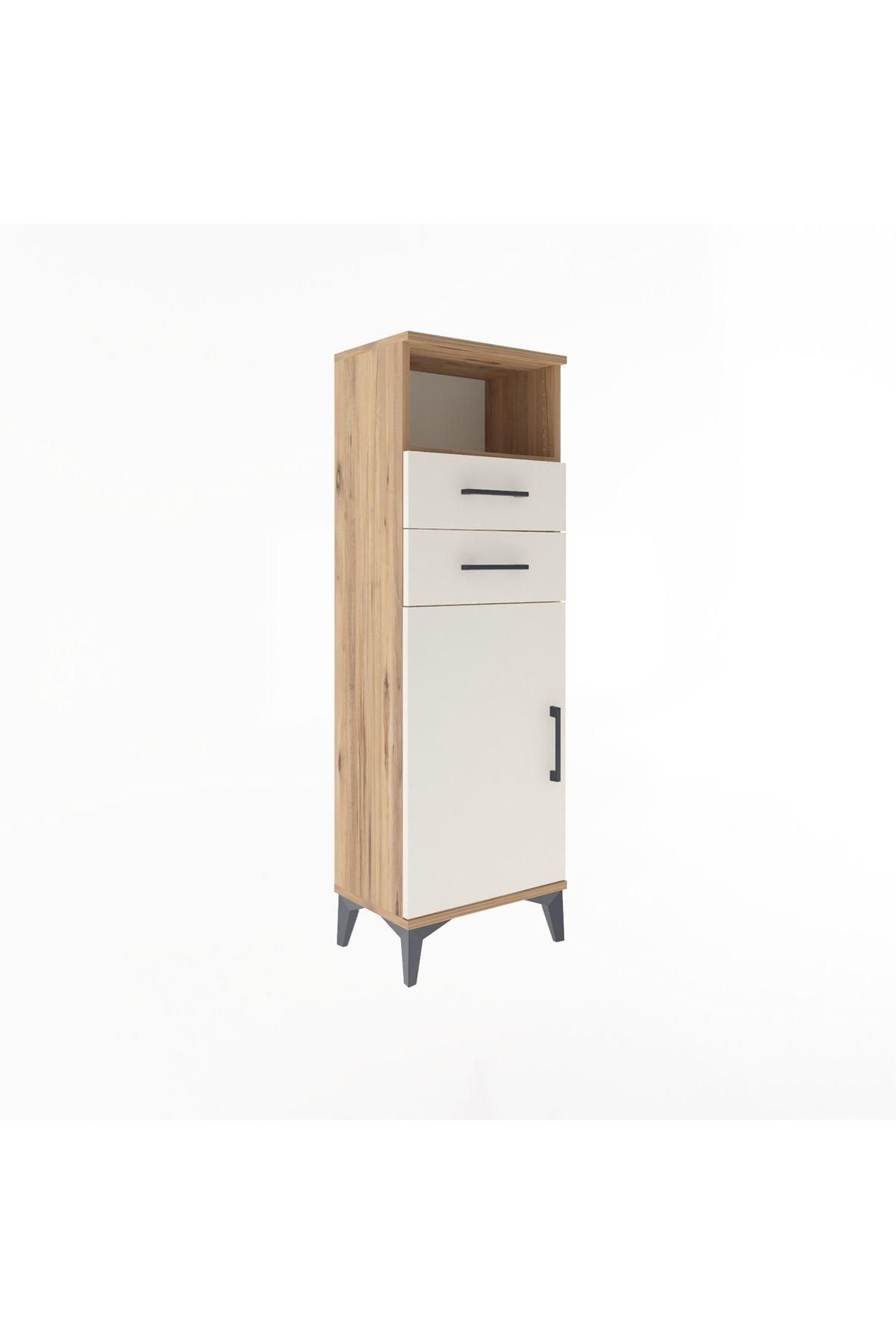 Arges Dolap 2 Raflı 2 Çekmeceli Tek Kapaklı 44x30x134 Çam-Aytaşı
