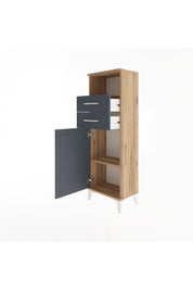 Arges Dolap 2 Raflı 2 Çekmeceli Tek Kapaklı 44x30x134 Çam-Antrasit