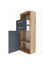 Arges Dolap 2 Raflı 2 Çekmeceli Tek Kapaklı 44x30x134 Çam-Antrasit