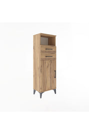 Arges Dolap 2 Raflı 2 Çekmeceli Tek Kapaklı 44x30x134 Çam-Çam