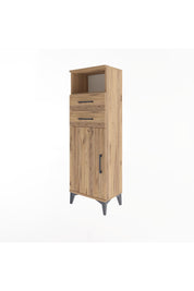 Arges Dolap 2 Raflı 2 Çekmeceli Tek Kapaklı 44x30x134 Çam-Çam