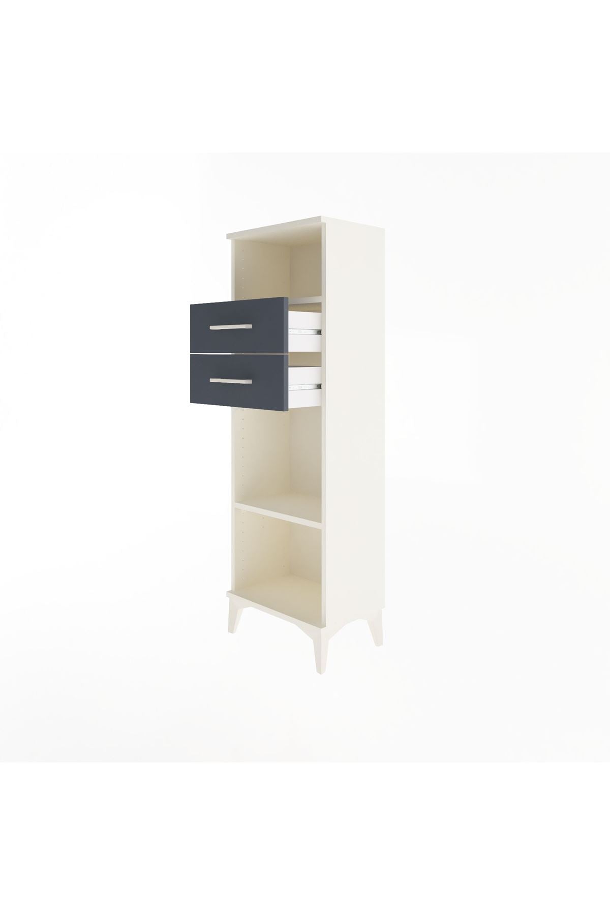 Arges Dolap 2 Raflı 2 Çekmeceli 44x30x134 Aytaşı-Antrasit