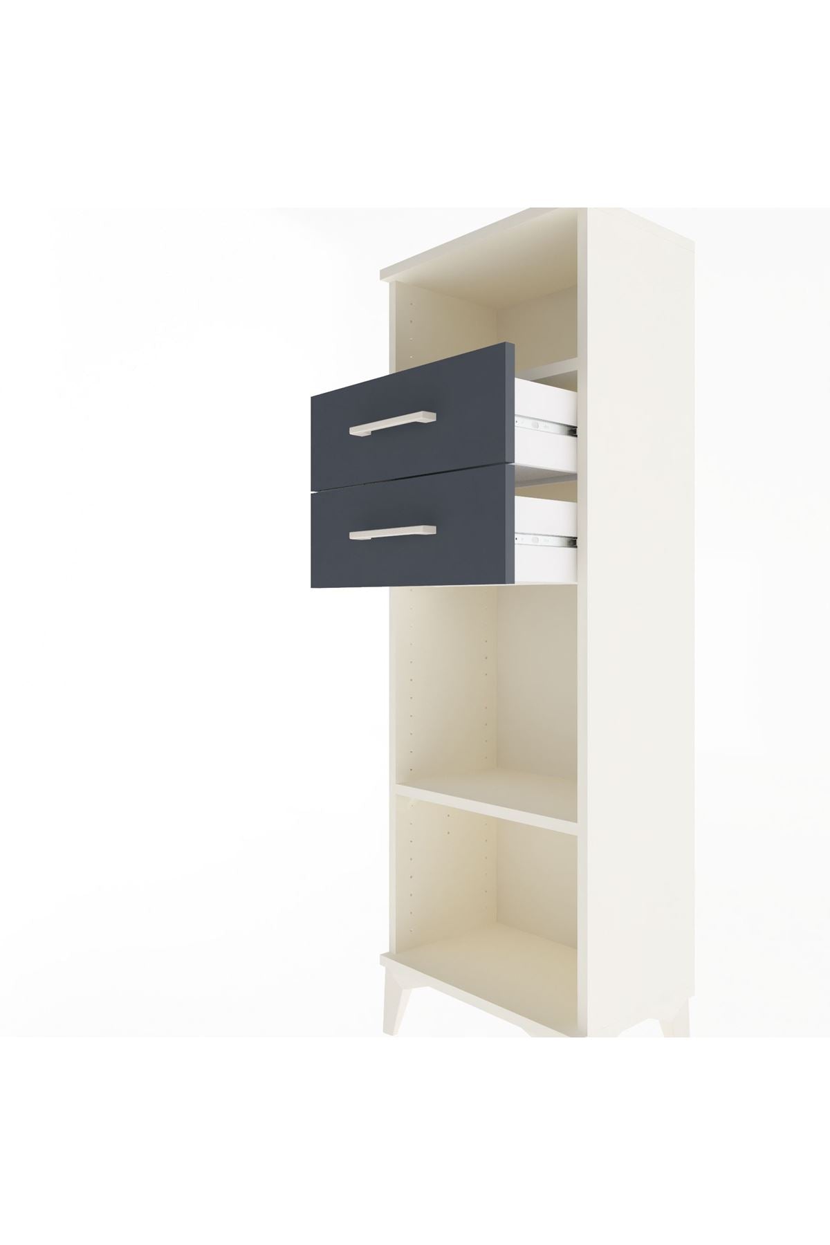 Arges Dolap 2 Raflı 2 Çekmeceli 44x30x134 Aytaşı-Antrasit