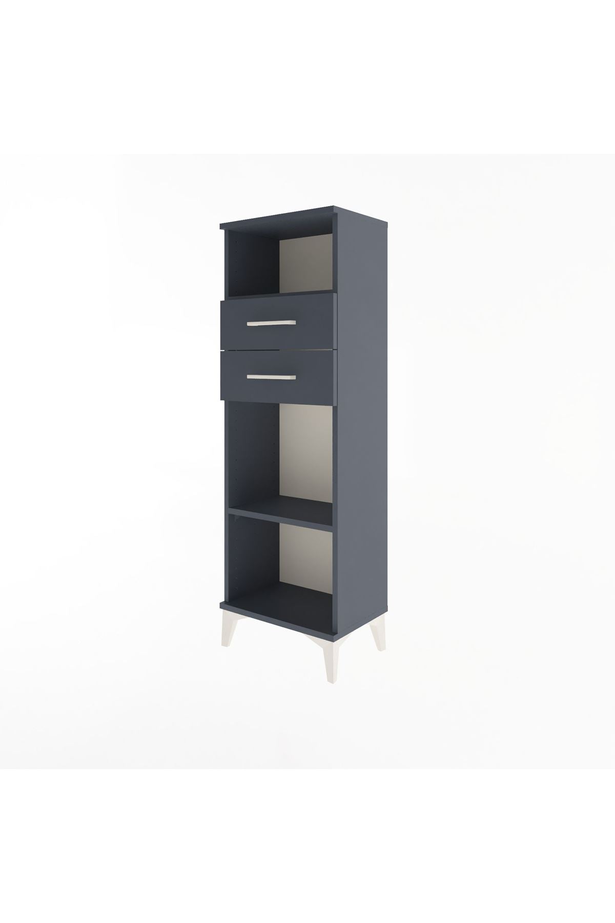 Arges Dolap 2 Raflı 2 Çekmeceli 44x30x134 Antrasit-Antrasit