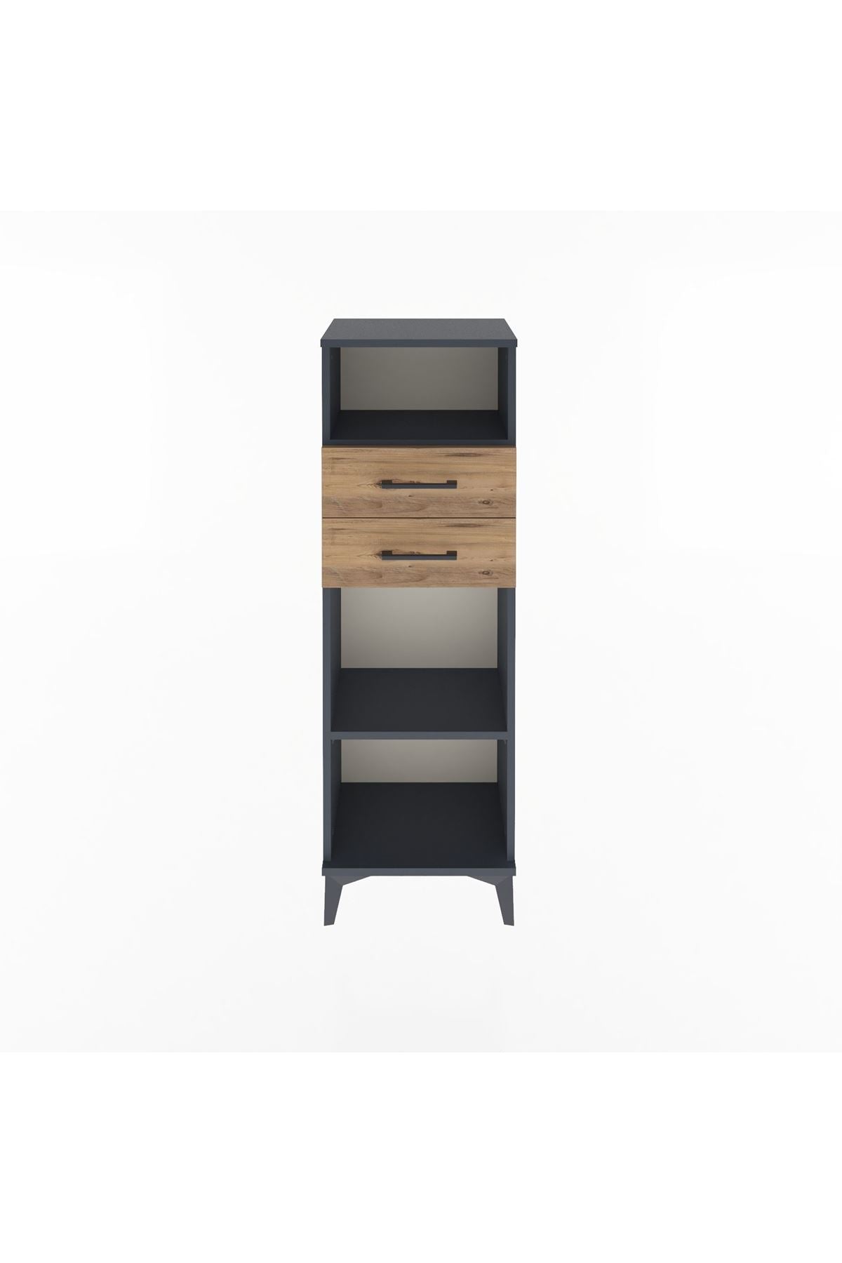 Arges Dolap 2 Raflı 2 Çekmeceli 44x30x134 Antrasit-Çam