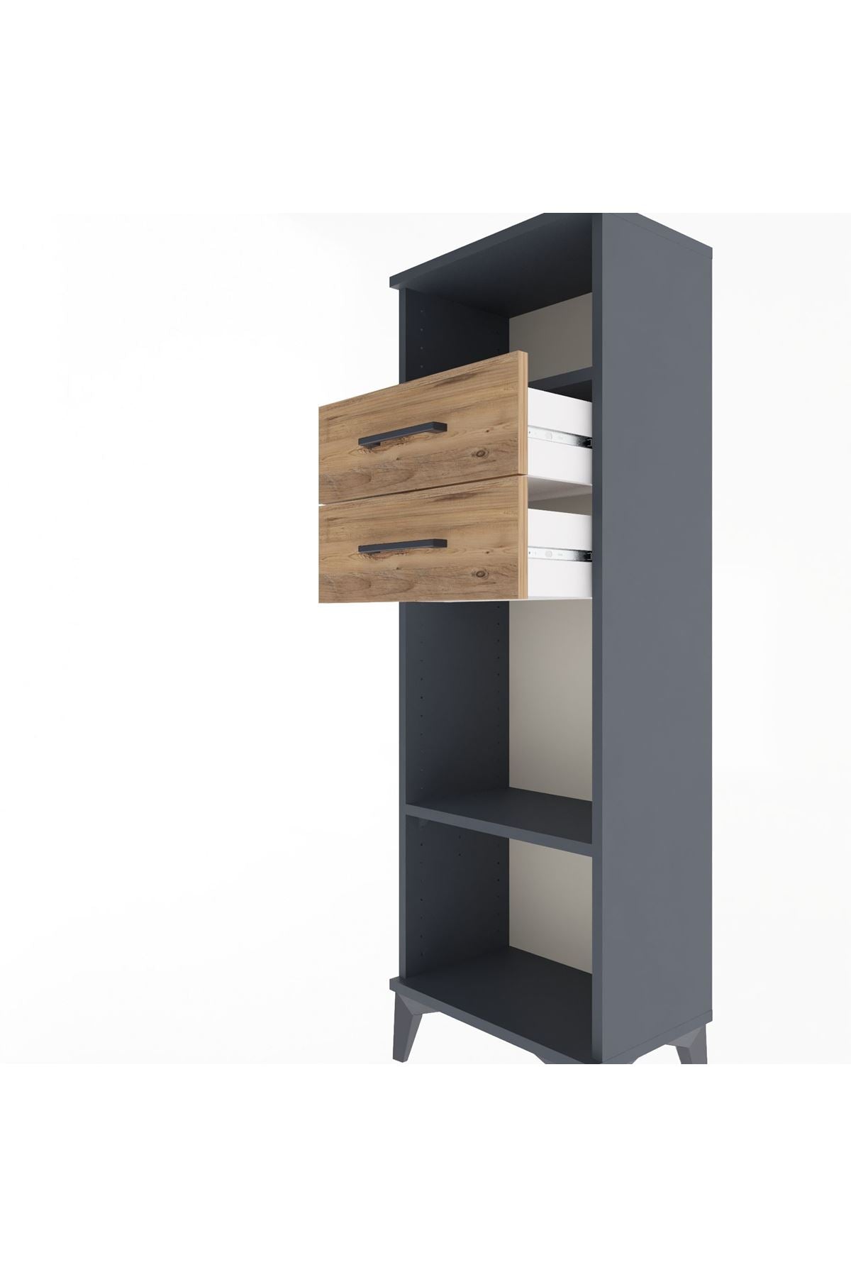 Arges Dolap 2 Raflı 2 Çekmeceli 44x30x134 Antrasit-Çam