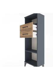 Arges Dolap 2 Raflı 2 Çekmeceli 44x30x134 Antrasit-Çam