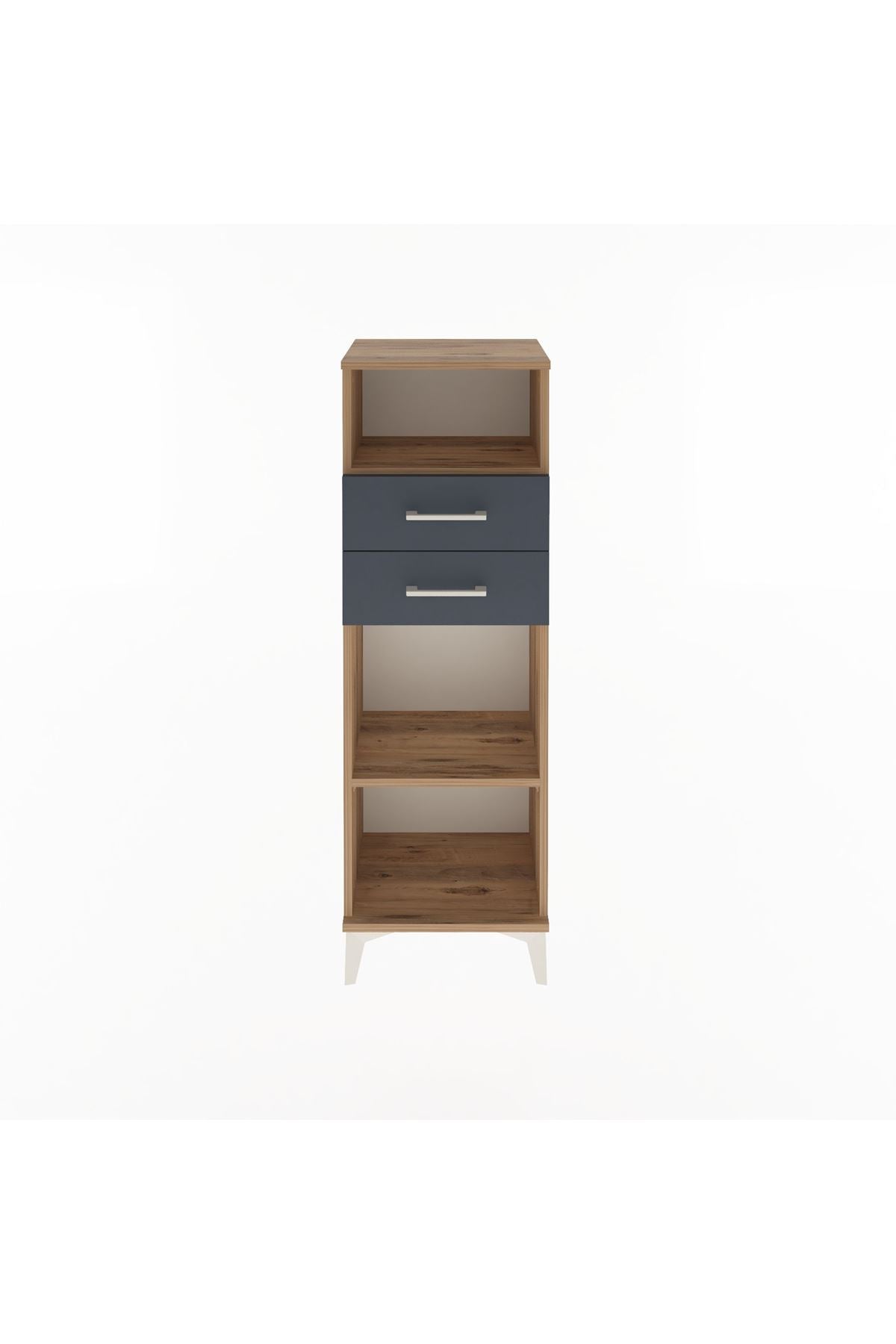 Arges Dolap 2 Raflı 2 Çekmeceli 44x30x134 Çam-Antrasit