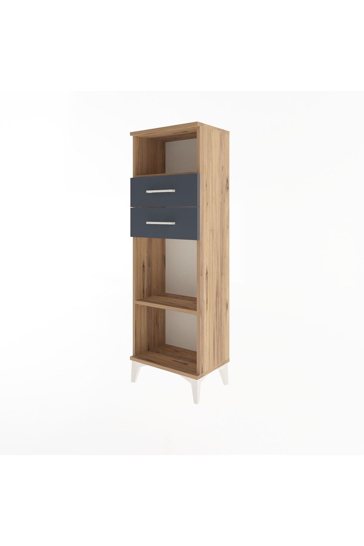 Arges Dolap 2 Raflı 2 Çekmeceli 44x30x134 Çam-Antrasit