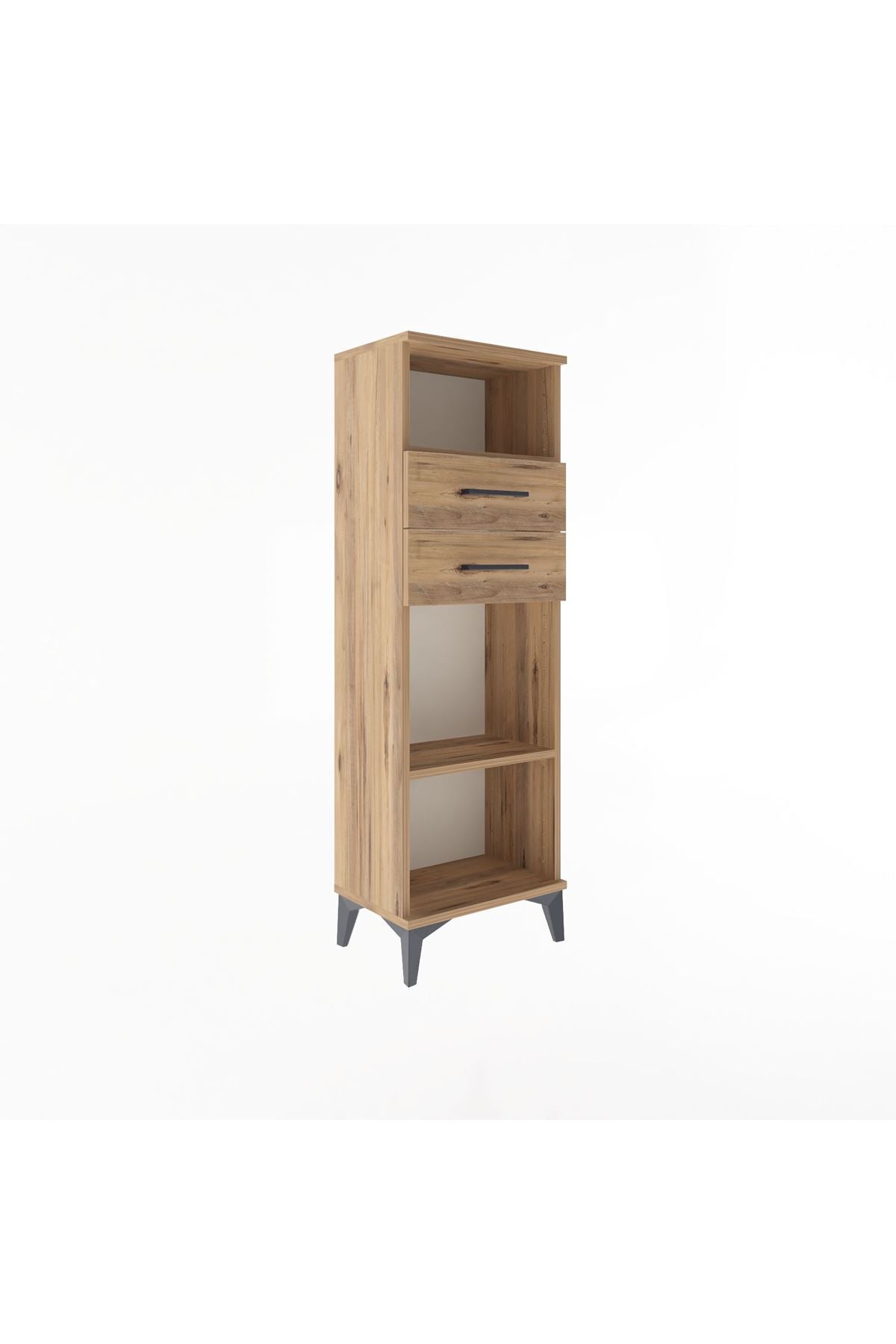 Arges Dolap 2 Raflı 2 Çekmeceli 44x30x134 Çam-Çam