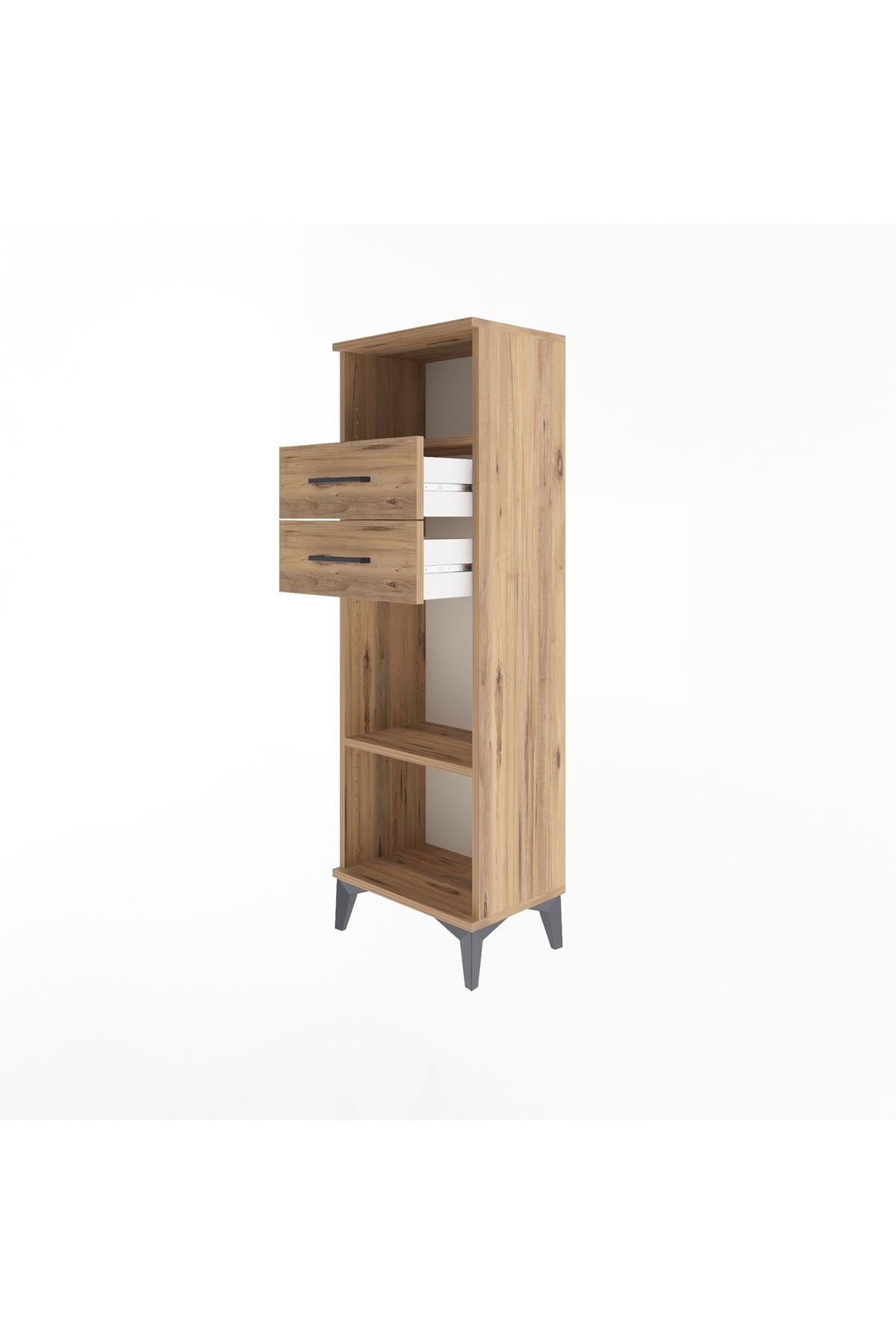 Arges Dolap 2 Raflı 2 Çekmeceli 44x30x134 Çam-Çam