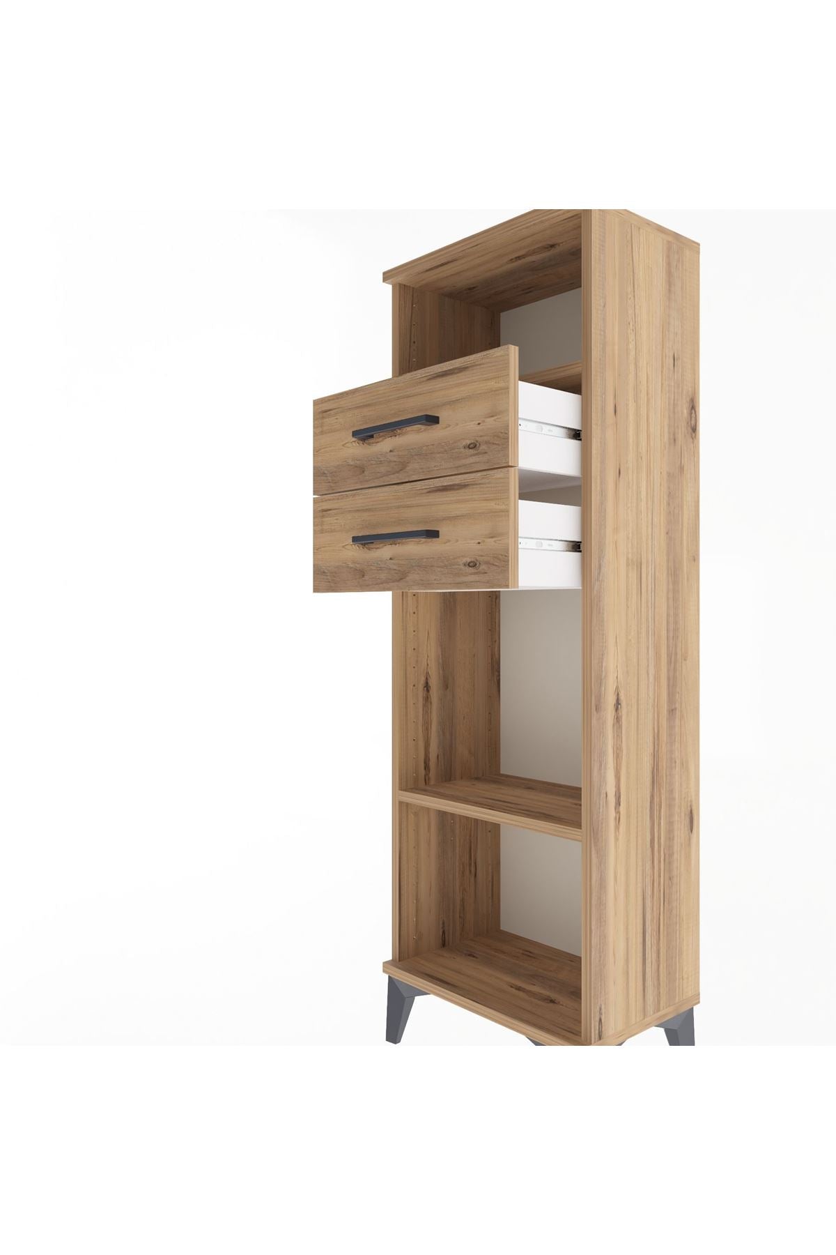 Arges Dolap 2 Raflı 2 Çekmeceli 44x30x134 Çam-Çam