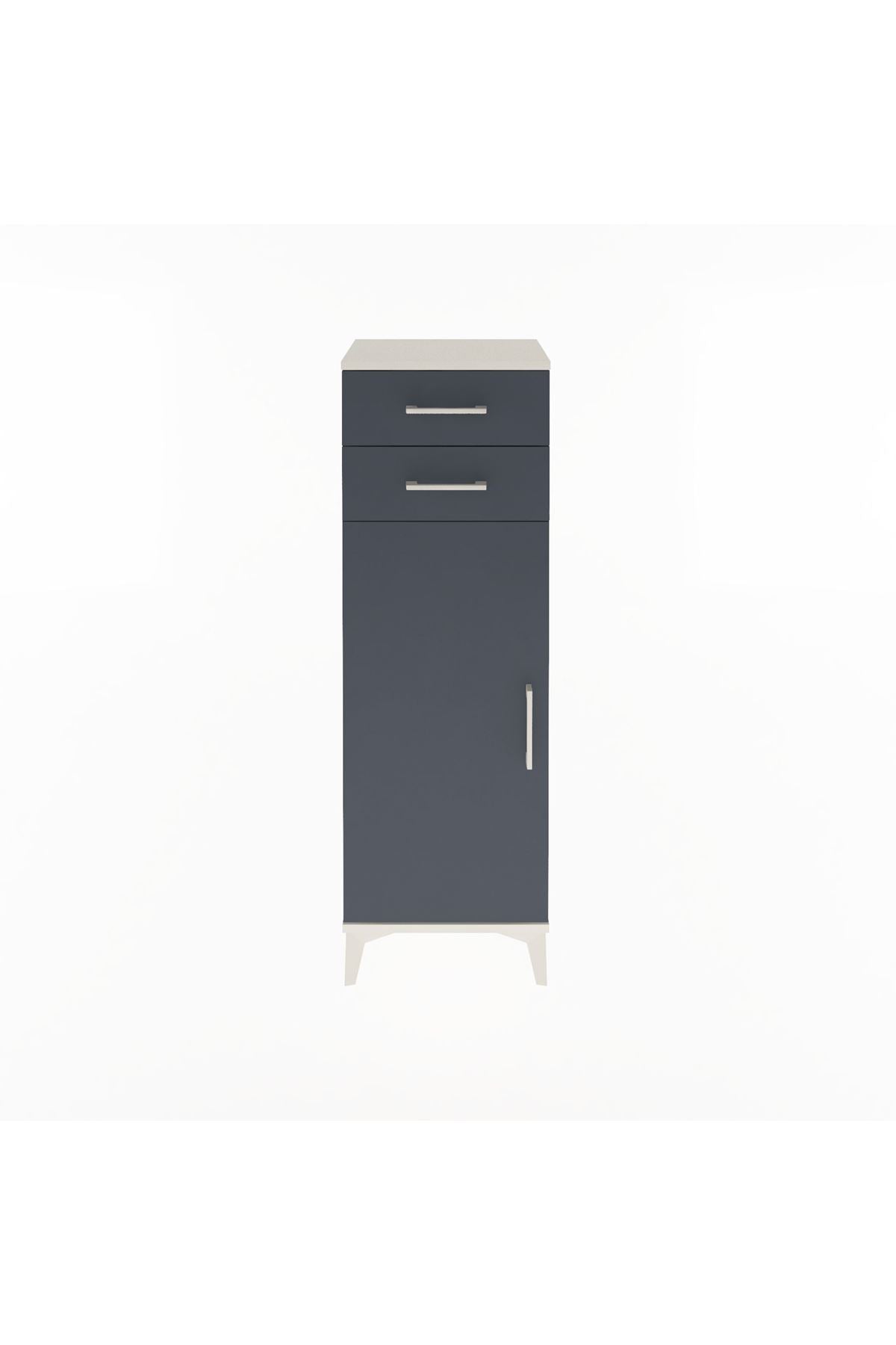 Arges Dolap 2 Raflı 2 Çekmeceli Tek Kapaklı 44x30x134 Aytaşı-Antrasit