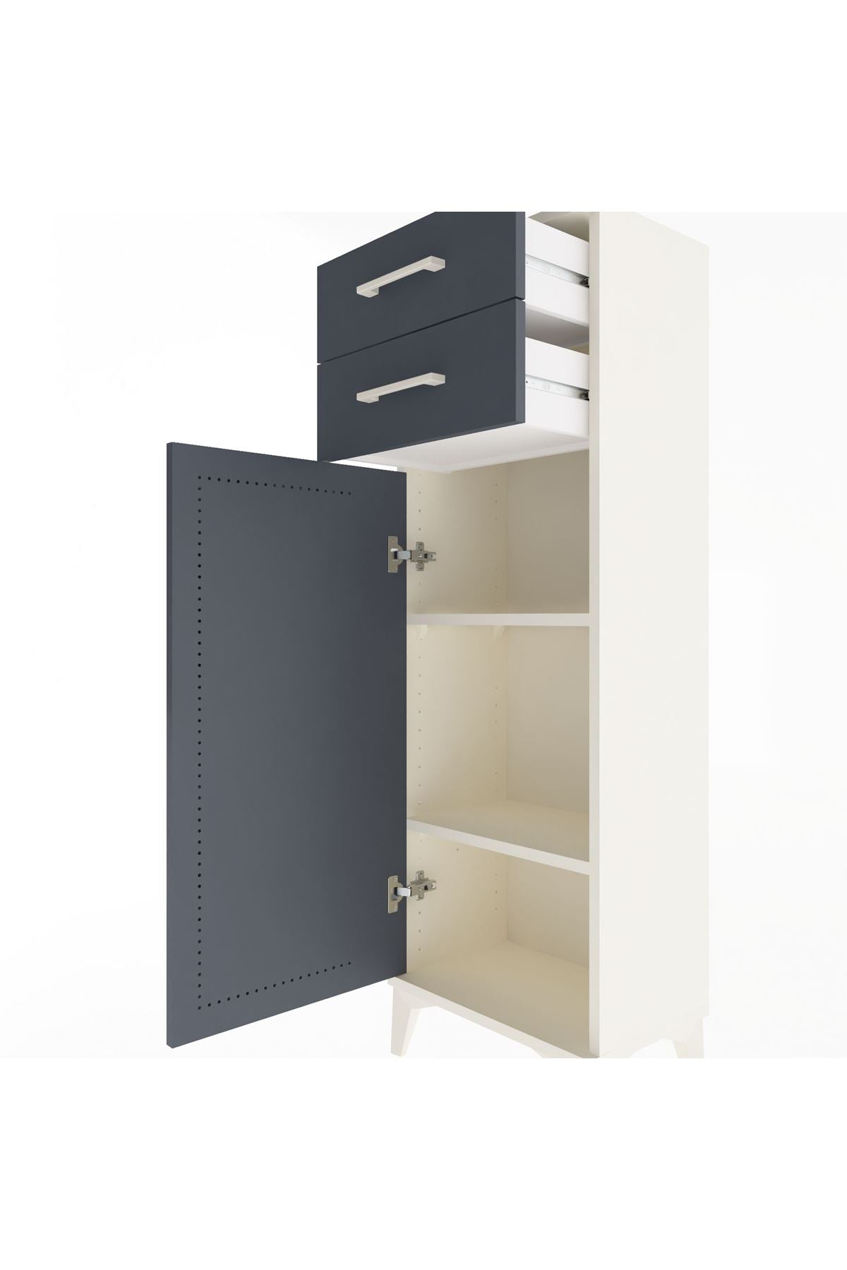 Arges Dolap 2 Raflı 2 Çekmeceli Tek Kapaklı 44x30x134 Aytaşı-Antrasit